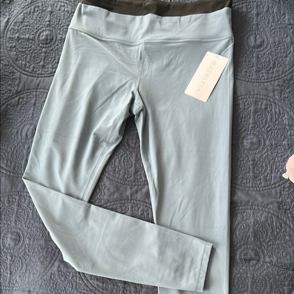 Athleta Sky Blue Leggings with Black Waistband